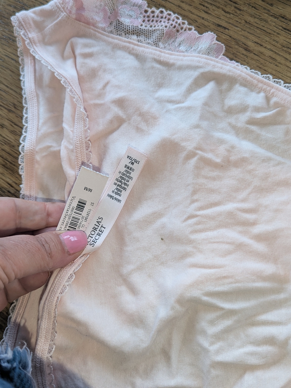 Victoria's Secret Lace Cotton Panty Trio in Pink & White - Picture 7 of 8